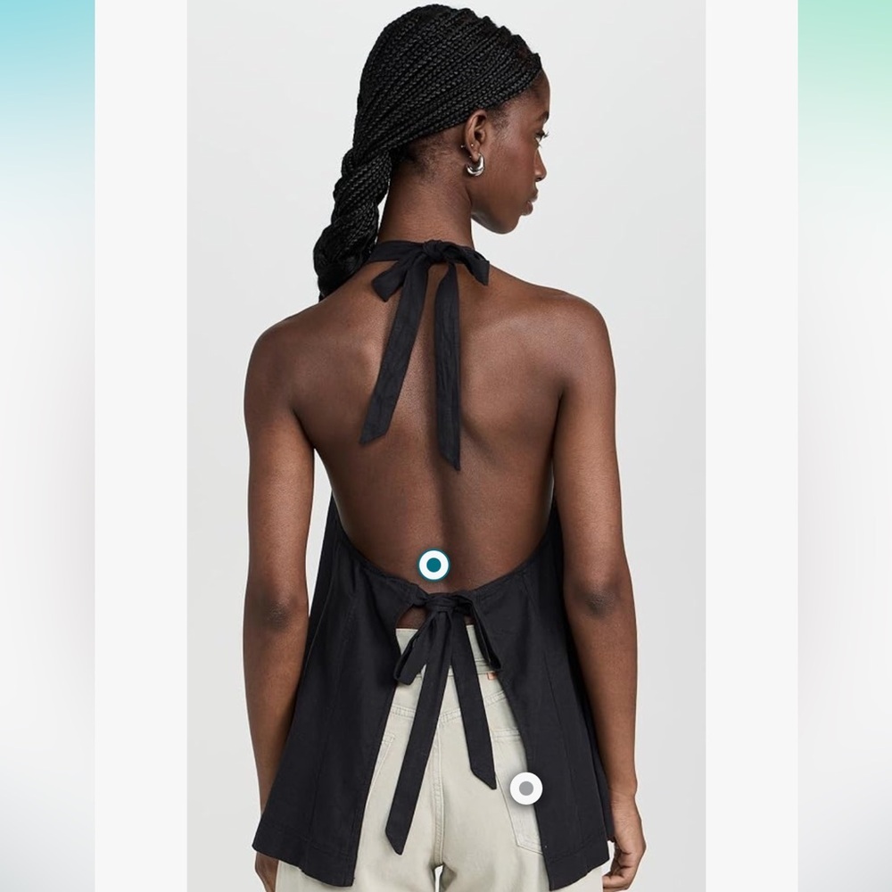 Free People Black Scout Linen Halter Top NWT Size XS - Picture 2 of 9